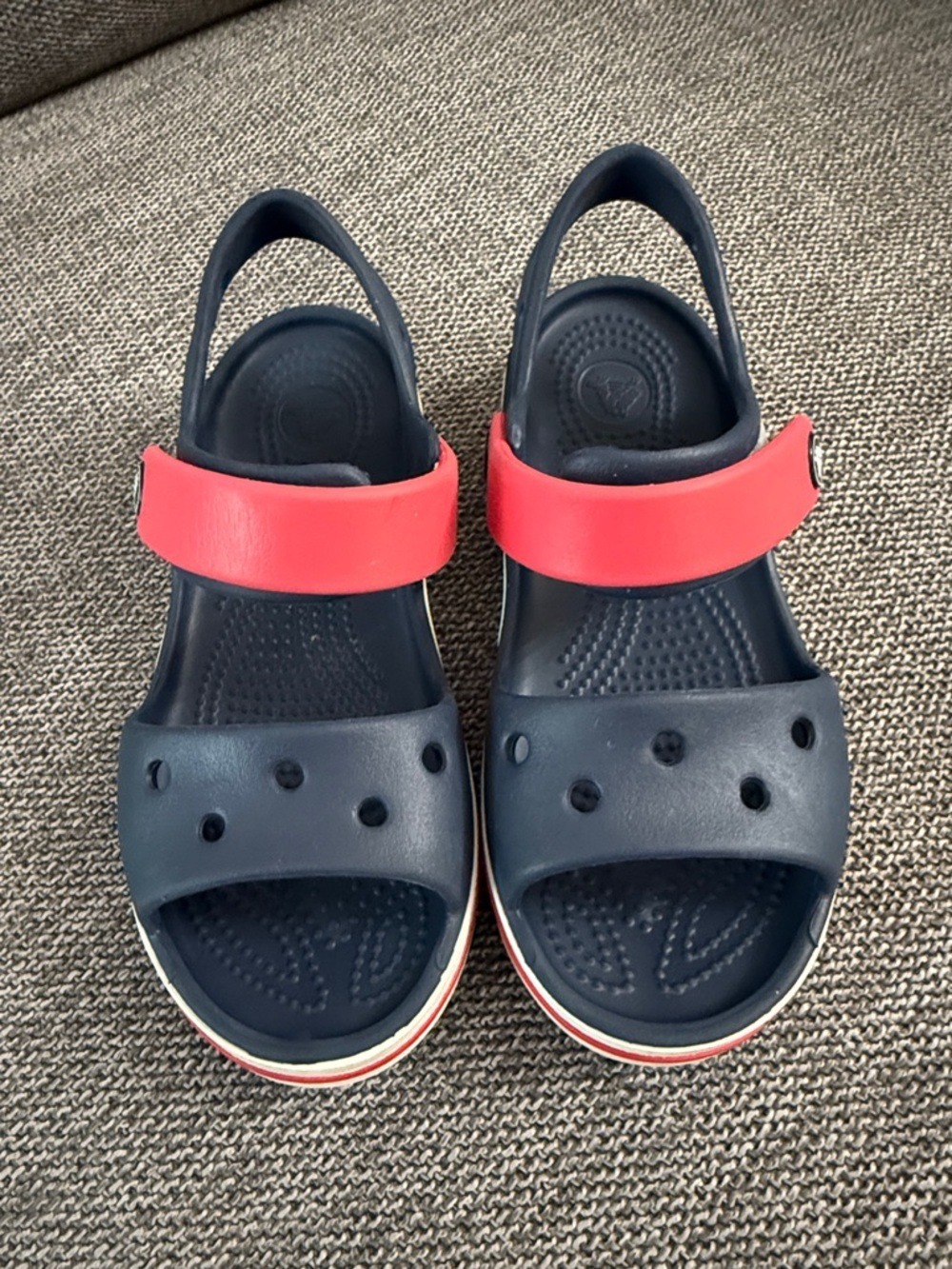 Crocs Crocband Toddler Boy Sandals Navy Red 12 C Used - Picture 4 of 12